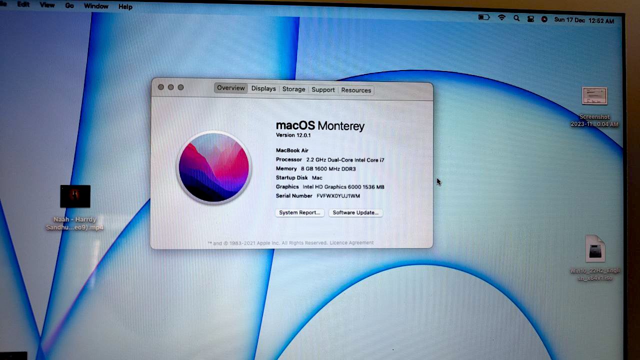 Apple MacBook Air Processor intel i7